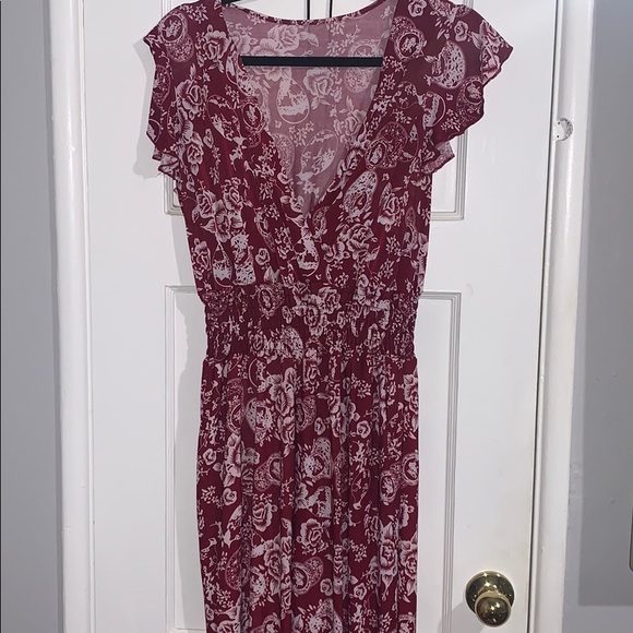 Dresses & Skirts - Floral Maroon Bodysuit Dresses & Skirts - Floral Maroon Bodysuit